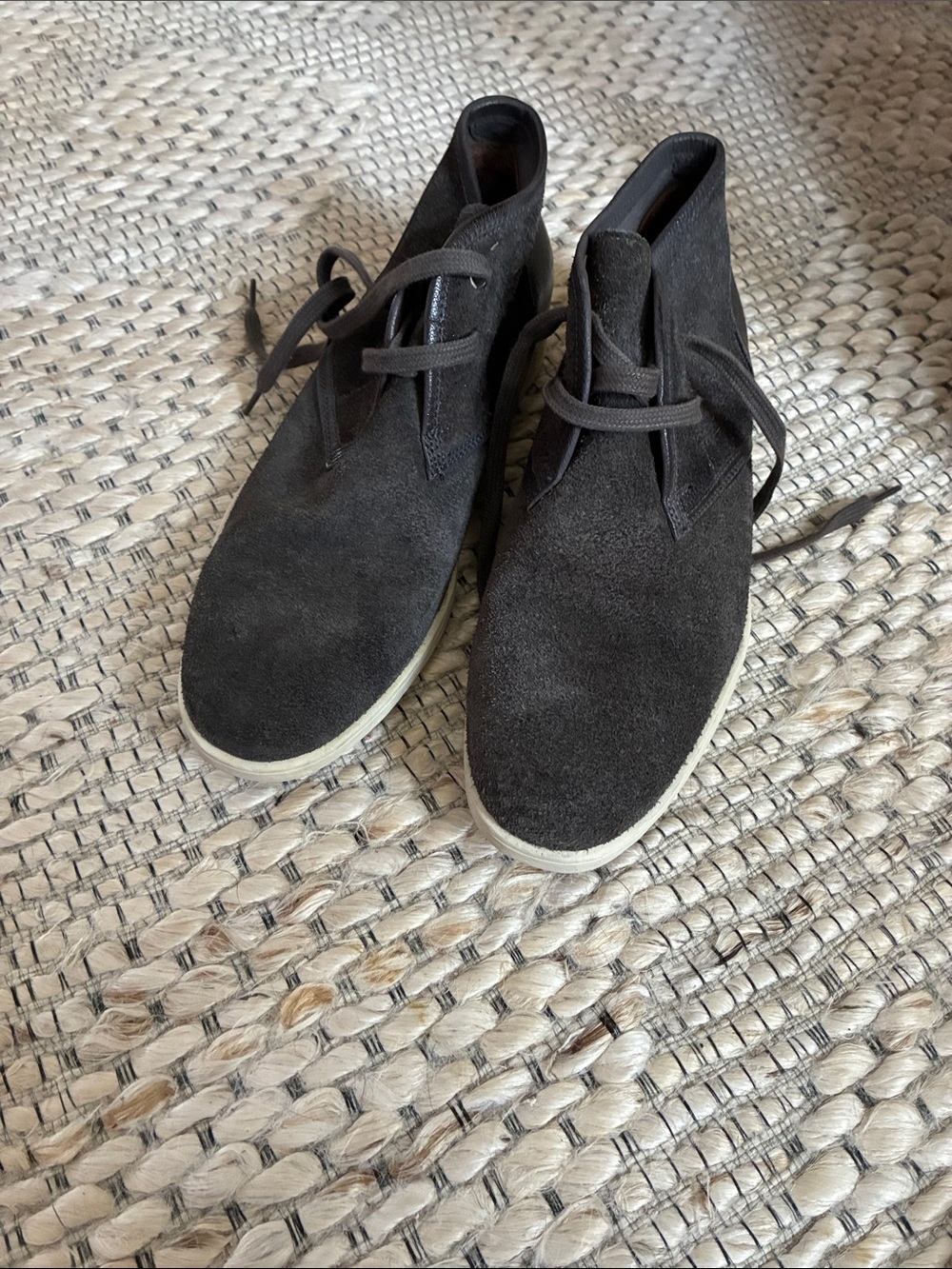 John Varvatos Dark Brown Suede Chukka Boots. (No original box)